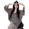 Tencel Linen Striped Loose Fit Women's Sunscreen T-Shirt