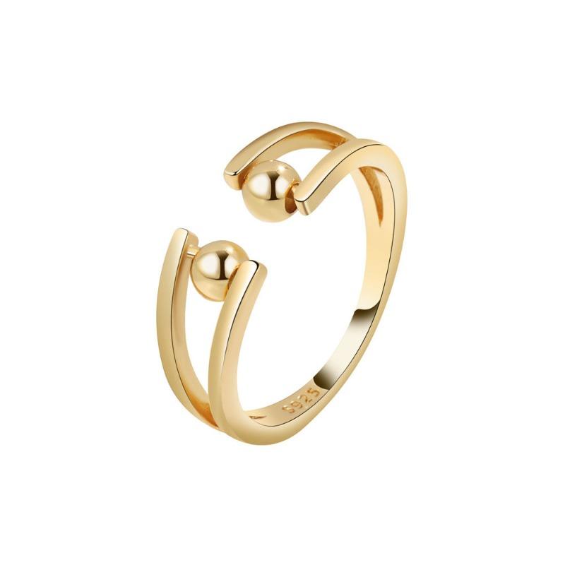 Meier Silver-plated Anti-fidget Ring, Open Adjustable Beaded Ring, Women's Finger Spinner Ring