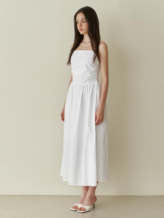 Kinder Baby Pure Semi Shirring Long Dress - White