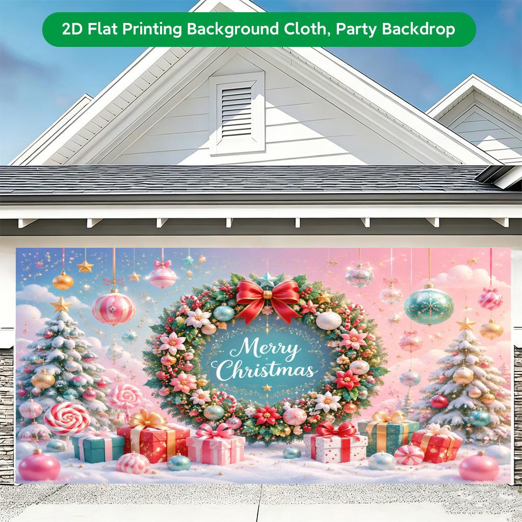 1Pcs Christmas Gifts And Wreath Decoration Background Winter Backdrop For Photo Studio Photo Booth Party
