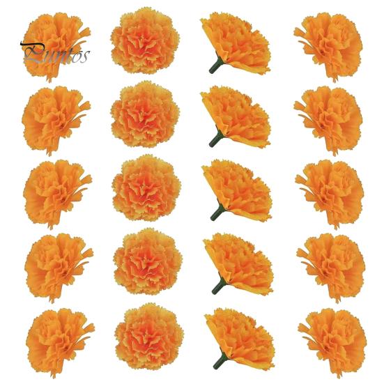 

20 шт. искусственных цветов бархатцев, искусственные шелковые бархатцы со стеблями, реалистичные искусственные бархатцы для домашнего декора Dia De Los Muertos Diwali оранжевый