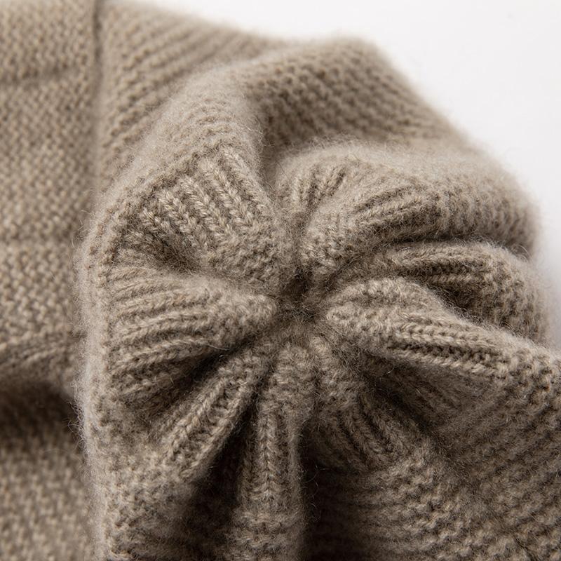 Women 100% Pure Cashmere Trapper Hat Ear Flap Design Knit Winter Warm Soft Skullies Cap Cold Weather Accessory