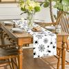 1pc White Black Halloween Table Runner with Spider Web Pattern Dustproof Durable Tablecloth for Halloween Theme Party Decoration