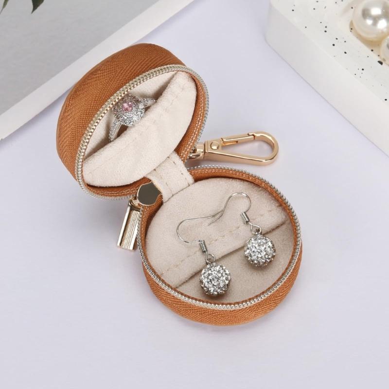 Miniature Jewelry Storage Box With Detachable Keychain Elastic Bands For Rings Earrings Gym Travel Essential