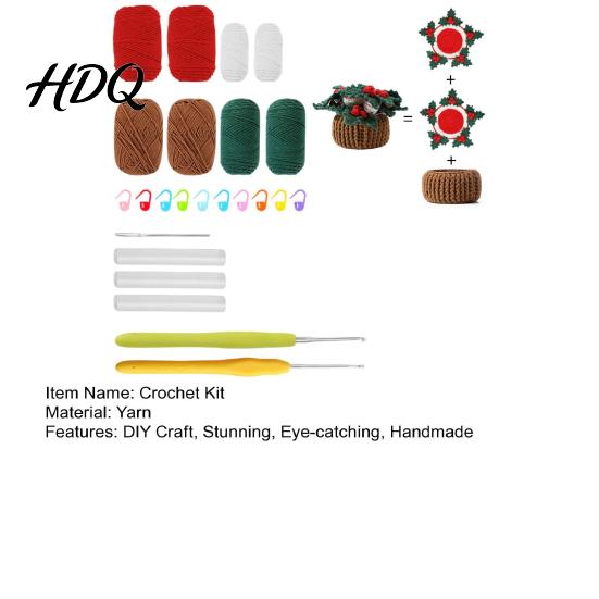 Festive Christmas Home Decor Crochet Cup Coasters with Mini Basket Handmade Holly Plants Soft Yarn for Hand Knitting Berries Mat Set Drinks Tabletop