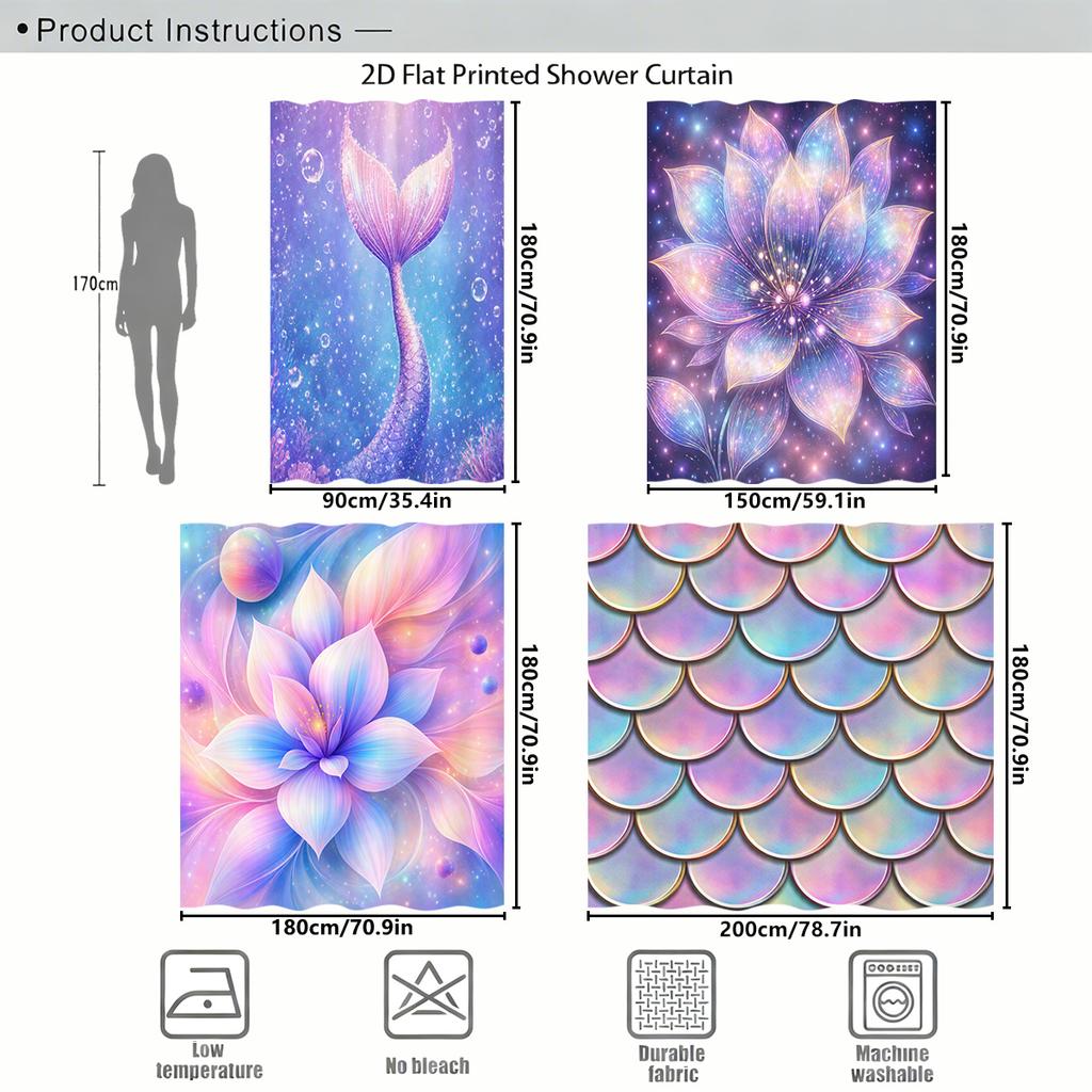 Vibrant Fantasy Pattern Polyester Shower Curtain - Stylish Bathroom Decor, Eye-Catching Bathtub Partition For Home Hotel