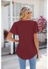 EU Cross-Border Women's Square Neck Pleated Short Sleeve Loose T-shirt 2024 Spring/Summer Collection