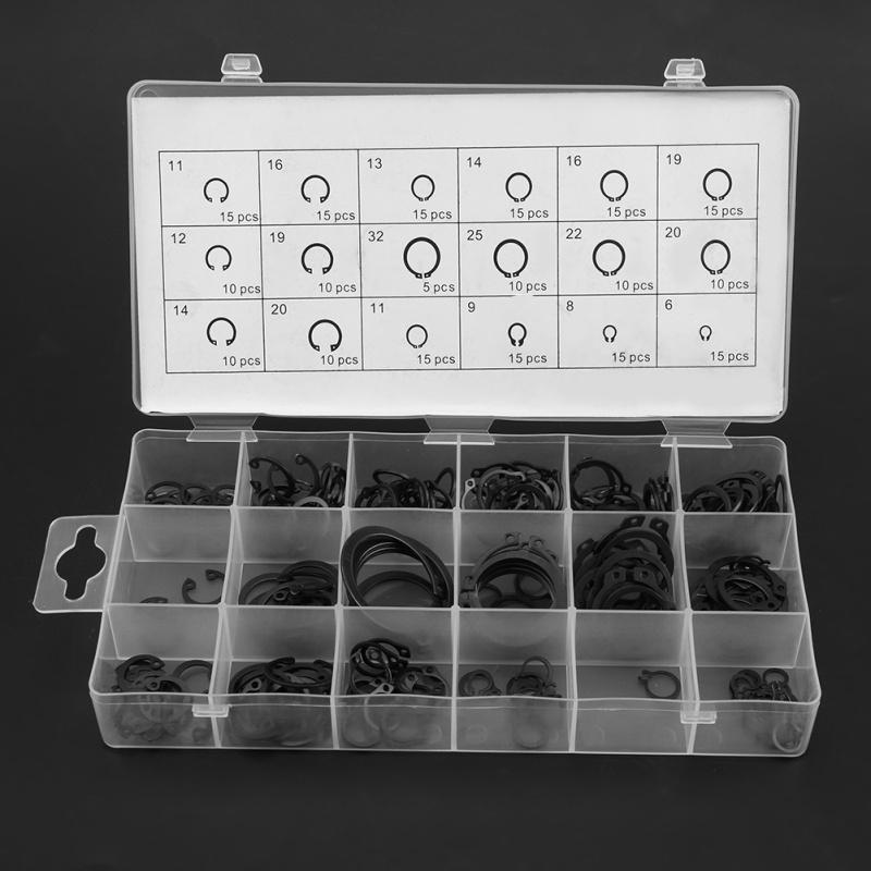 225Pcs Internal & External Snap Retaining Circlip Assortment Box Set 18 Sizes