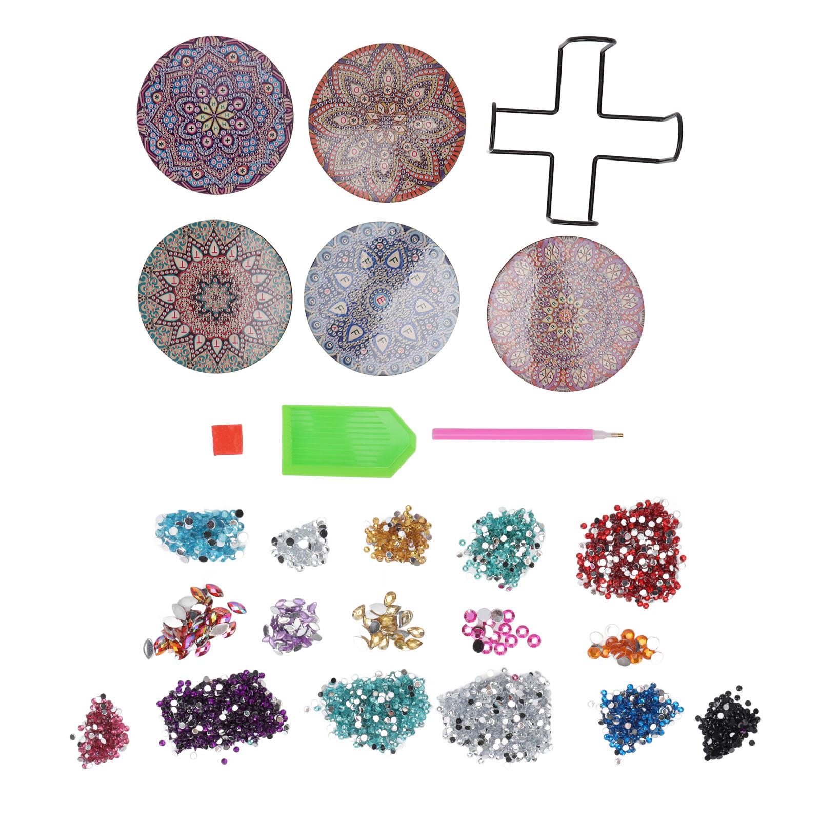 

Подставки для рисования стразами в стиле мандала, яркие цвета, подставка с пробковым дном, набор для рисования стразами для