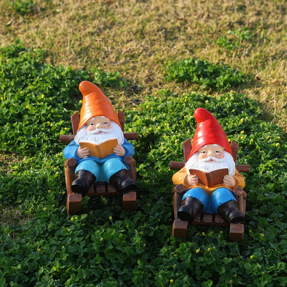 New Style Recliner Reading Goblin Ornaments Casual Home Desktop Dwarf Dwarf Resin Craft Decoration