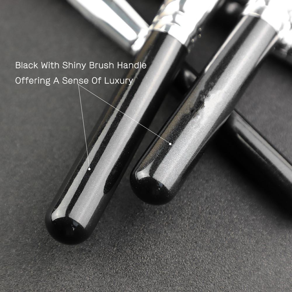 HMU 15pcs Black and Silver Synthetic Hair Kabuki Vegan Custom Makeup Brush Private Label Make Up Brush Set With Bag
