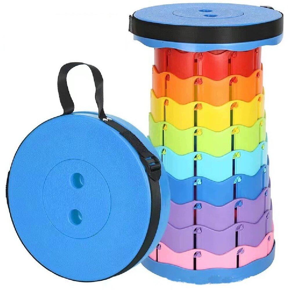 Outdoor Portable Rainbow Fold Expandable Lightweight Plastic Stool Travel Queue Camping Fish Home Saving Space Telescopic Stool