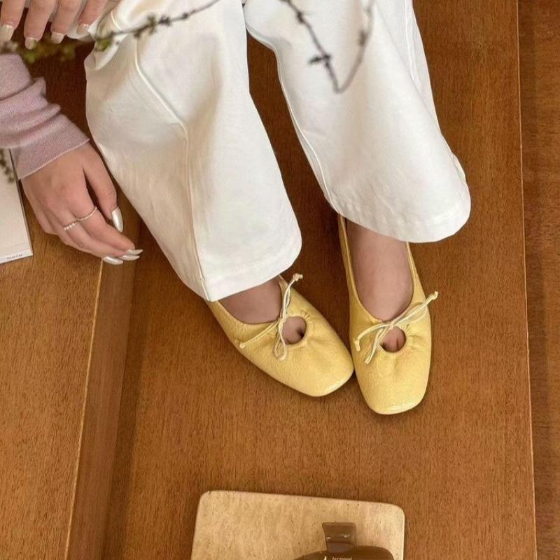 Fashion New Luxury Fashion Butterfly-Knot Ladies Flat with Shoes Female Slides Silk Footwear Shallow Ballet Flats Dance Shoes for Women