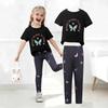 Girls' Summer Casual Short-Sleeve Long Pants Set - European & American Print