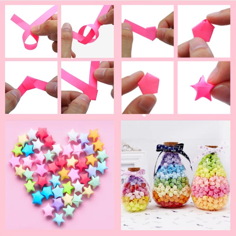 540 Blatt 27 Farben Zweiseitig Glücksstern Origami-Papierstreifen DIY Handgemachtes Basteln Heimdekoration Künstlerbedarf