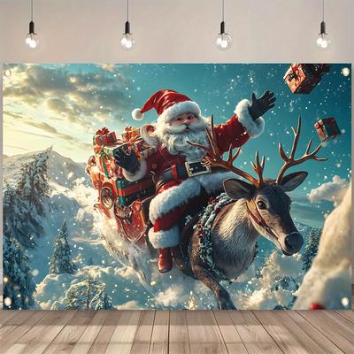 1 Stück Weihnachtsmann Rentier Dekoration Hintergrund Winter Kulisse Dekorationen für Fotostudio Fotokabine Weihnachtsfeier