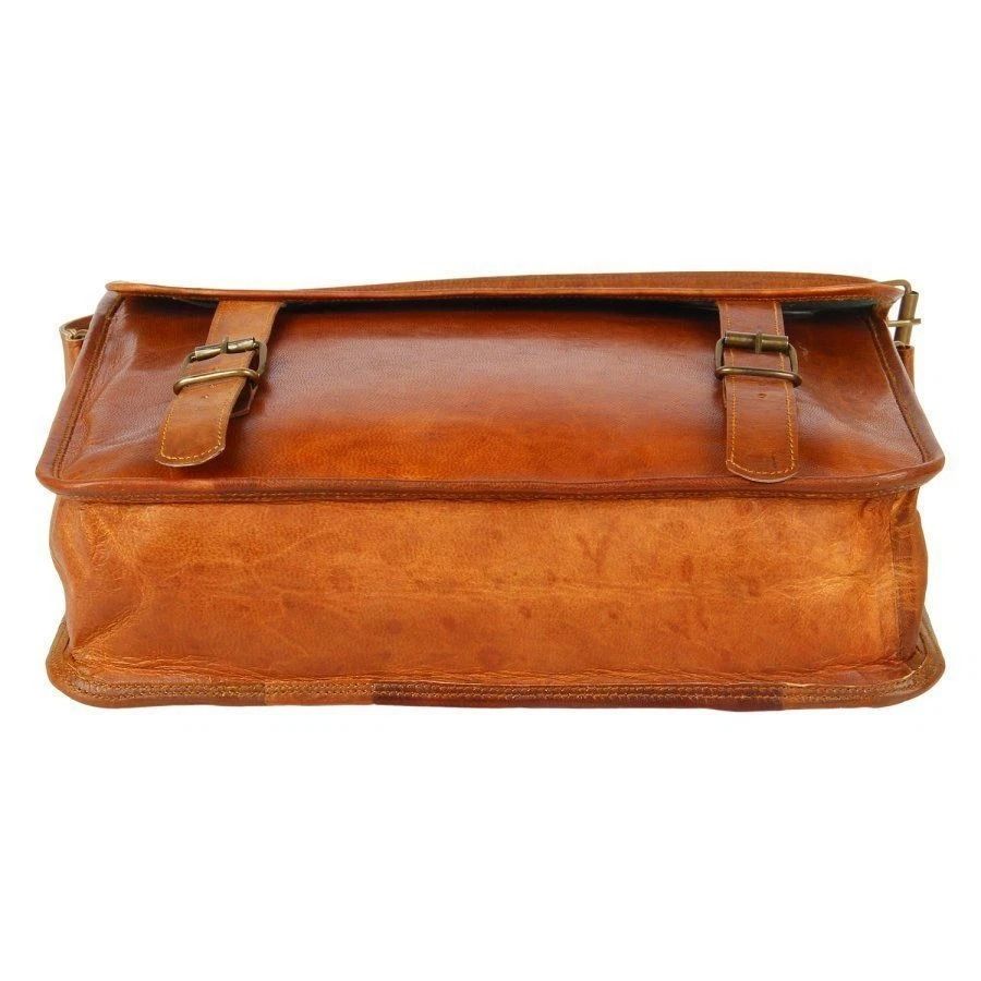 New Genuine Vintage Rustic Soft Leather Shoulder Messenger Briefcase Laptop Bag