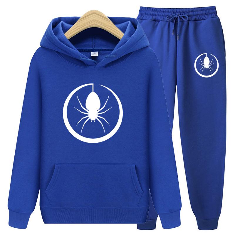 Women's Sportswear Two Piece Set Warm Jackets and Pants Spider Print Coats Sets Outdoor Hoodies Sports Suits Jogging Suits