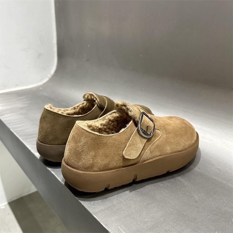 Leather platform women's new winter fashion velvet warm cotton shoes versatile casual women's shoes