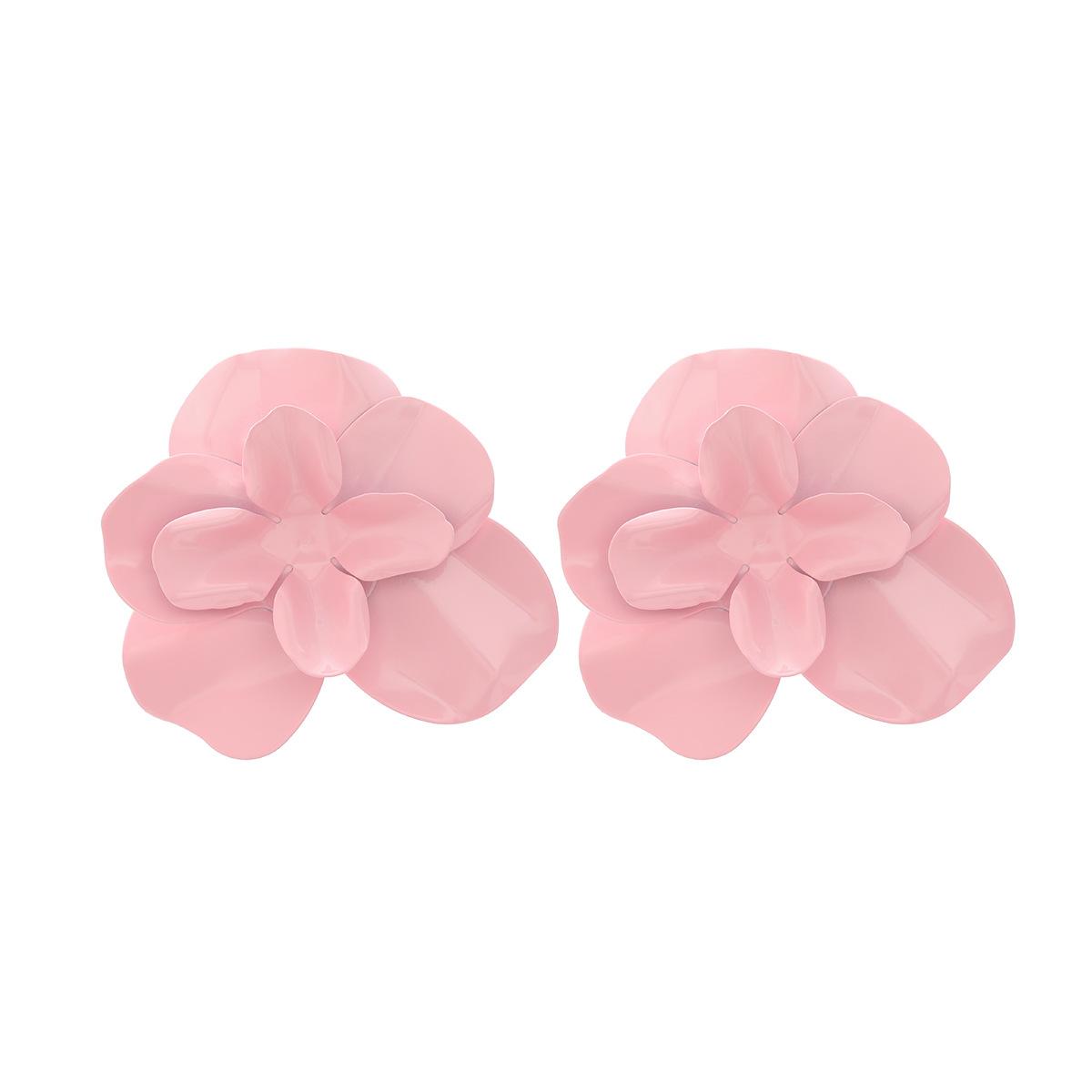 

Pinkdudu Candy Color Zinc Alloy Layered Flower Stud Earrings Drip Glazing Earring Summer Jewelry PD2196 розовый