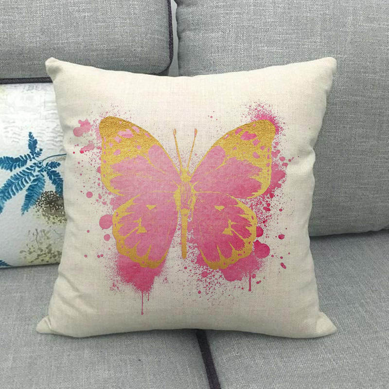 Watercolor Animal Butterfly Pattern Series Digital Printing Short Plush Pillow Covers For Sofa Office Cushion Cover Home Goods