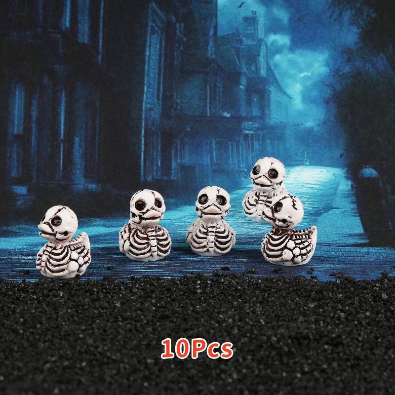 10Pcs Halloween Pumpkin Duck Micro Landscape Resin Ornament Devil Duck Halloween Carnival Party Gift Home Desktop Decoration