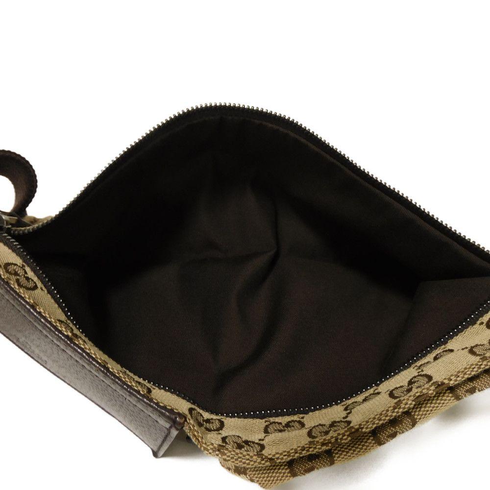 Used 9539 GG Canvas Waist Bag 28566 7929 Calfskin Brown Waist Pouch Shoulder Bag with Embossed Logo Beige Men's from