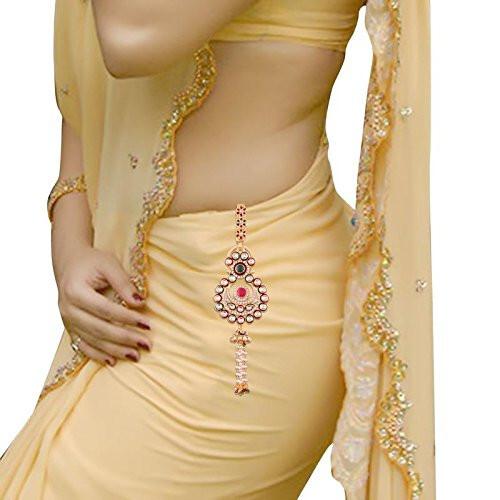 RSINC Jewellery 18K Gold Plated Kundan Silver White Waist Belt Kamarband |Belly B07BJXV6XS