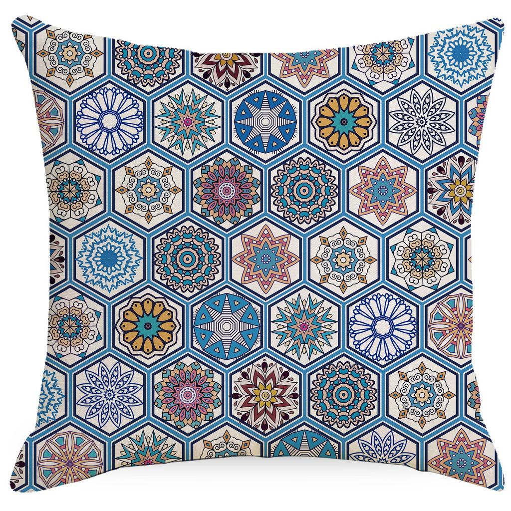 Ethnic Bohemian Pillowcase Living Room Sofa Bedroom Backrest Single-sided Linen Geometric Graphic Retro Pillow