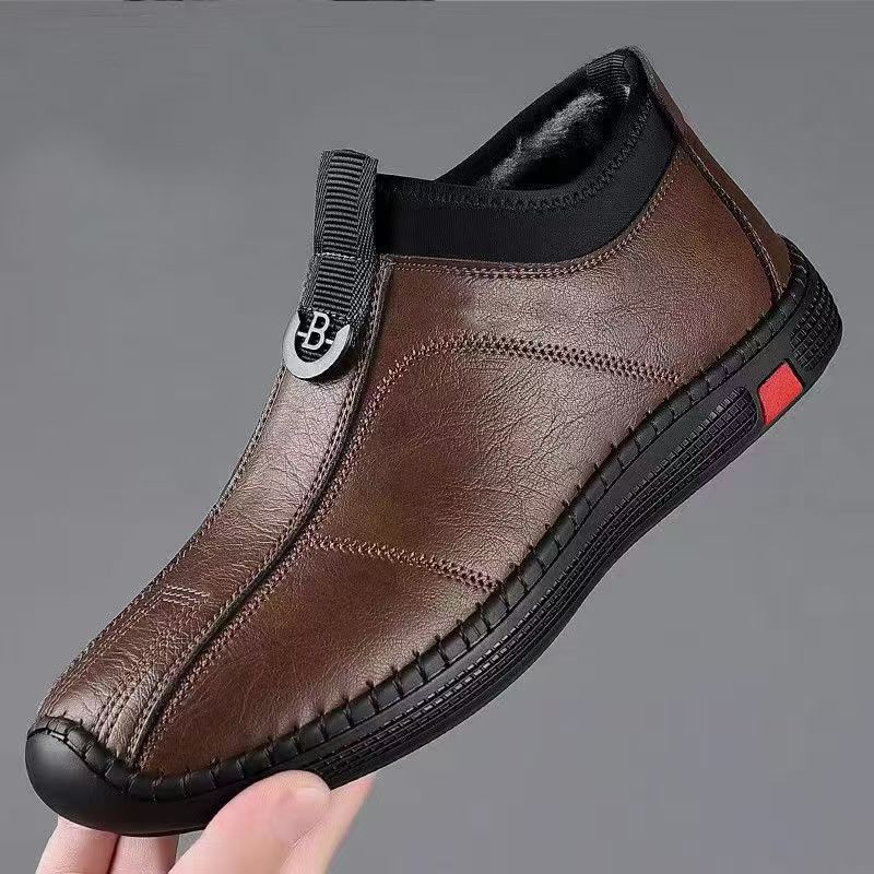 

Men s shoes urban trend casual shoes soft sole soft leather surface waterproof and non-slip outdoor leisure four seasons velvet driving work 44