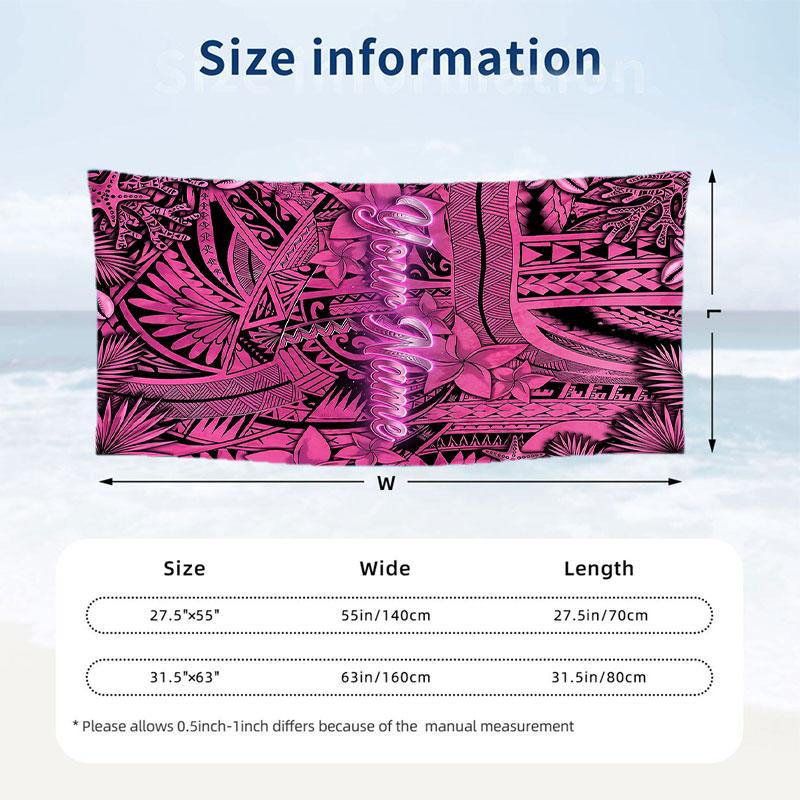 Floral Garden Theme Beach Towel Personalized Custom Name & Text Soft Quick Dry Beach Towel for Swimming Travel