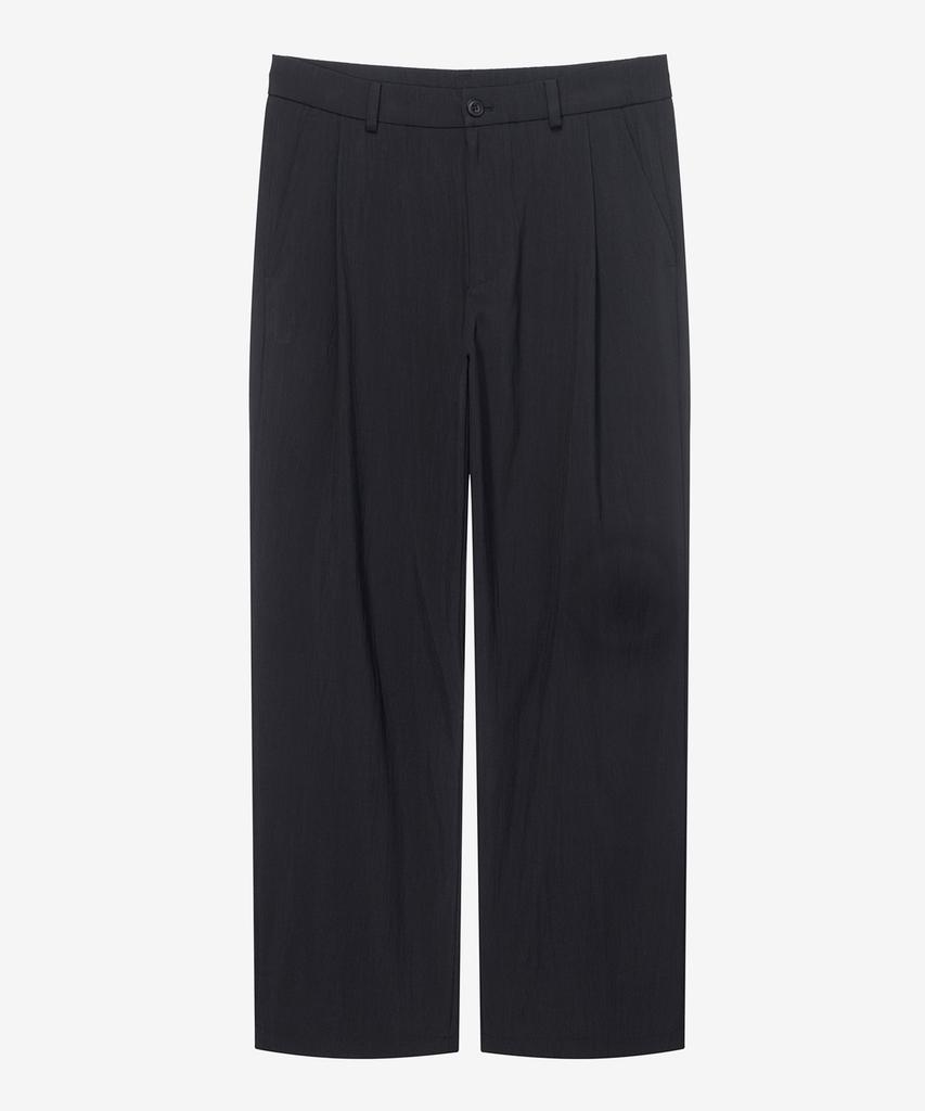 MINDBRIDGE [Couture] Black Wide Single-Pleat Washered String Full Elastic Waist Pants