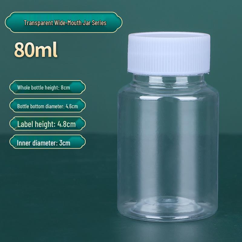 30, 50, 100ml Wide-Mouth Transparent Plastic Bottles with Lids for Samples