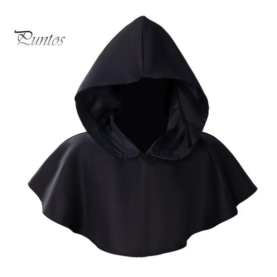 Halloween Cape Hood Middelalder Death Hat Ensfarget Retro mørk stil Cosplay kostyme Sceneshow Performance Sjal Cap