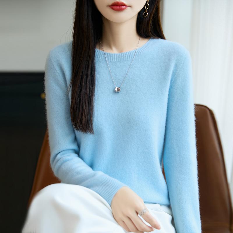 Women's Cashmere Sweater Qinghe Cashmere 30% Cashmere 70% Wool Autumn and Winter Pullover Warm and Fashionable