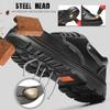 Oulylan Steel Toe Anti-smash Sneakers Men Anti Slip Safety Shoes Puncture Proof Lace Up Work Boots Male Cowhide Labor Footwear