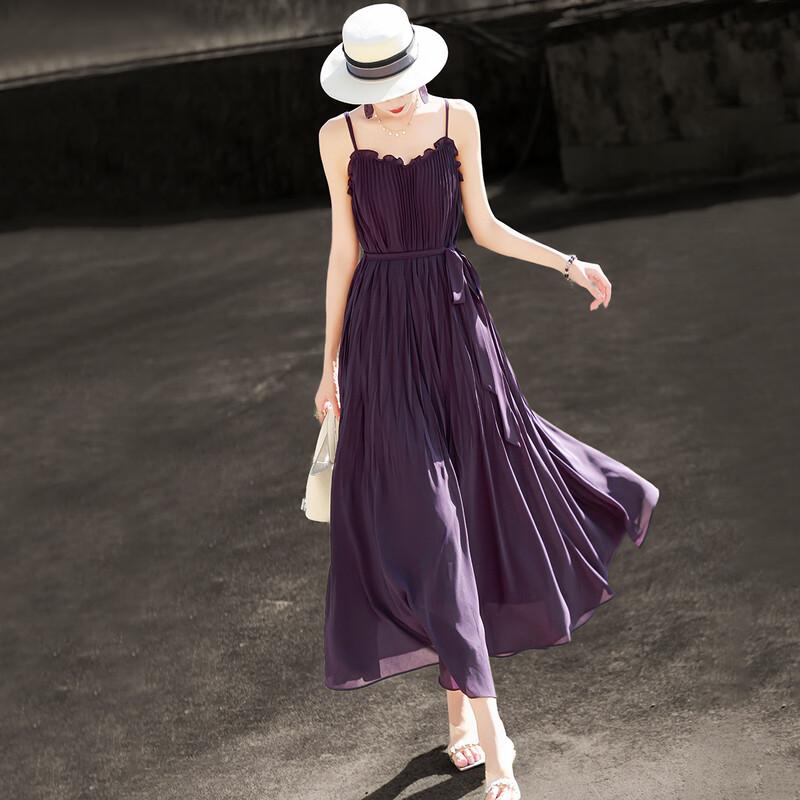 Lanshaer 2026 Summer Ruffle Chiffon A-Line Midi Dress 2XL