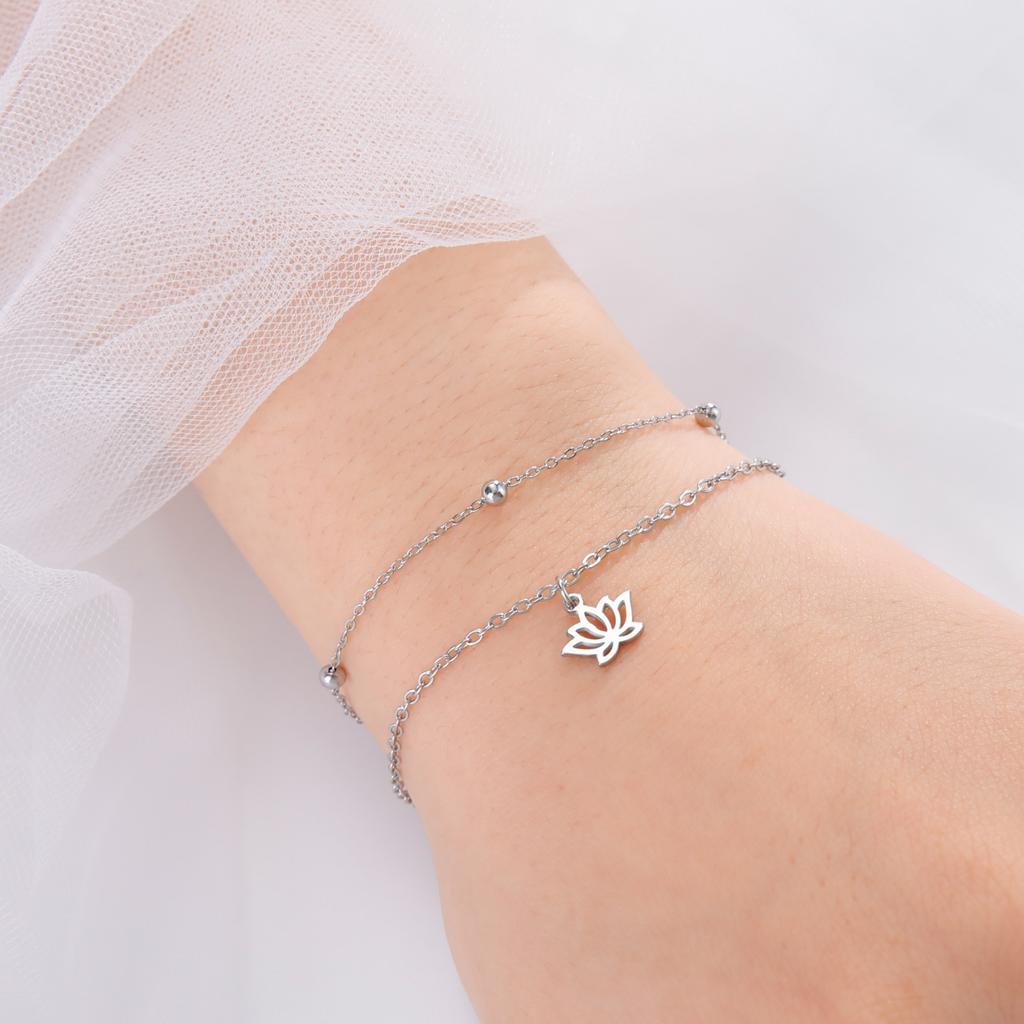 Lotus Pendant Bracelet For Women Natural Bead Charm Anklet Jewelry Anniversary Gift