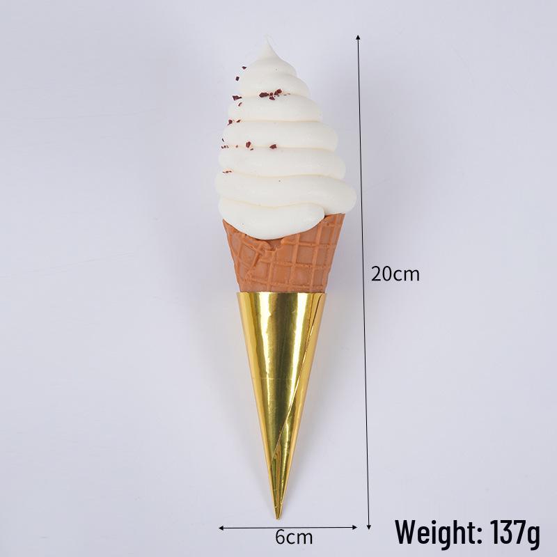 PVC Chocolate Chip Ice Cream Model 20CM - Large Fake Cone Display for Decoration and Photography