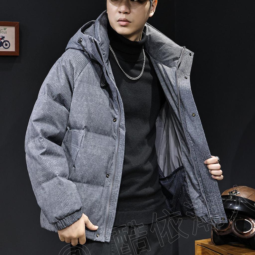 Męska kurtka z kapturem 90% puchu białej kaczki - Styl amerykański, Zima 2025, Modna wysokiej jakości odzież wierzchnia w dużych rozmiarach