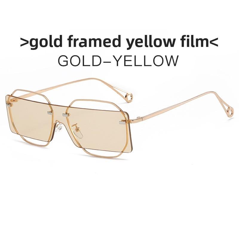 Metal Frame Geometric Sunglasses With Pink Lens Uv400 For Summer Outings