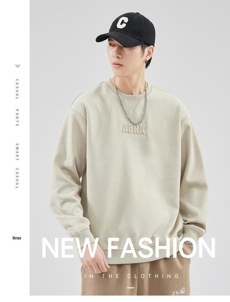 Trendy Men's Casual Loose Round Neck Hoodie with Letter Print for Spring and Autumn