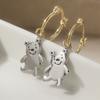 Lovely Creative Bear Shaped Dangle Earrings Women's Hand-carved  Jewelry Accessories Exquisite Party Pendant Earring Gift