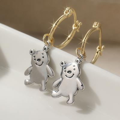 Lovely Creative Bear Shaped Dangle Earrings Women's Hand-carved  Jewelry Accessories Exquisite Party Pendant Earring Gift