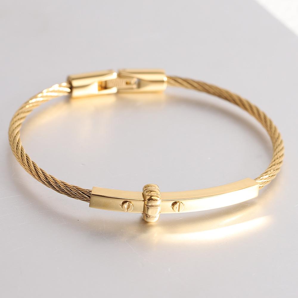 

Простой модный мужской универсальный браслет из титановой стали, мужской модный дизайн, браслет с пряжкой из стальной проволоки, женский браслет