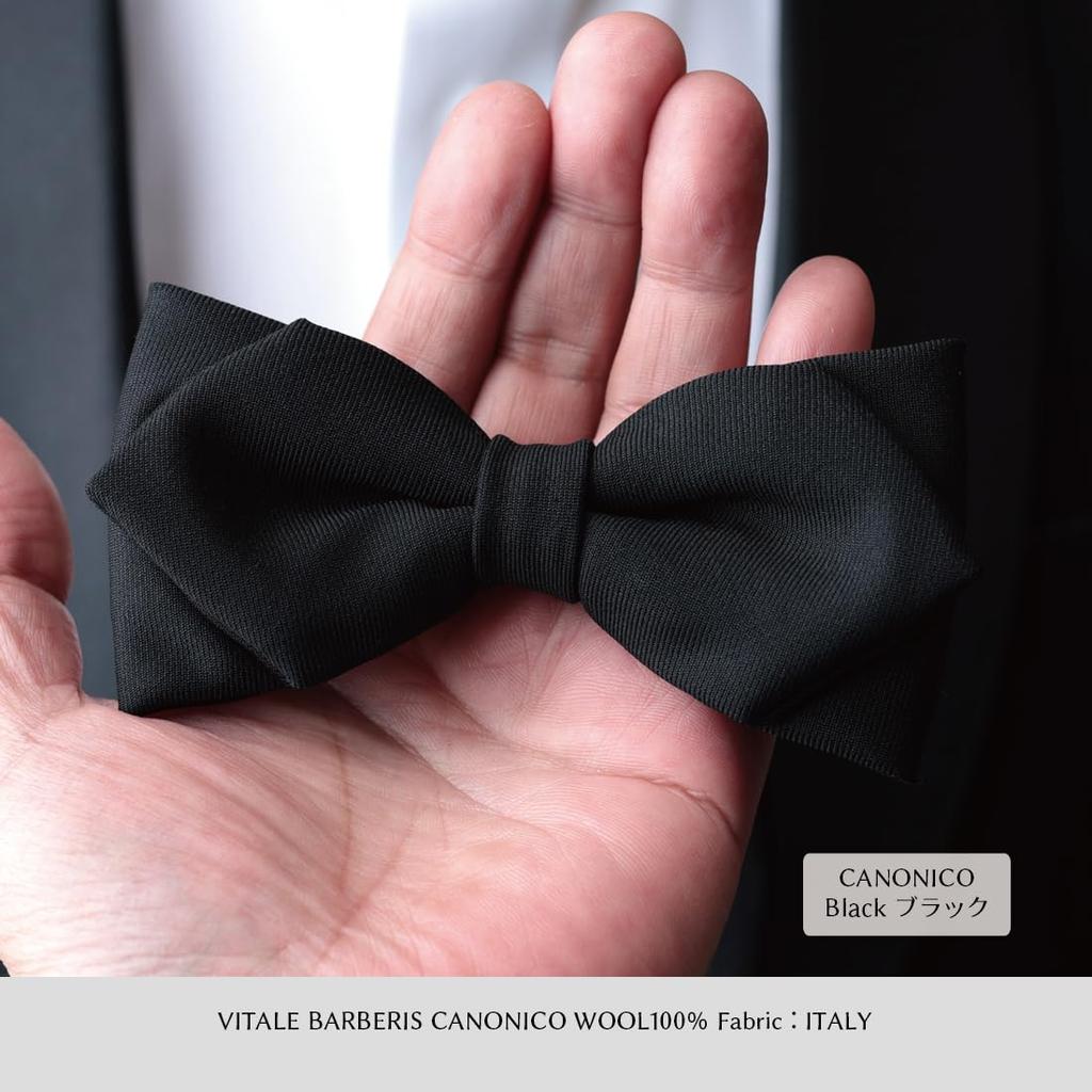 [Y&TAILOR] Bow Tie, Wool, Canonico, Made In Japan, Formal, High-End, Premium Brand, Stylish, Gift, Y&TAILOR (Black)