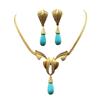 Medieval Vintage Western Full Set Heavy Duty Water Drop Turquoise Bow Collar Earnail