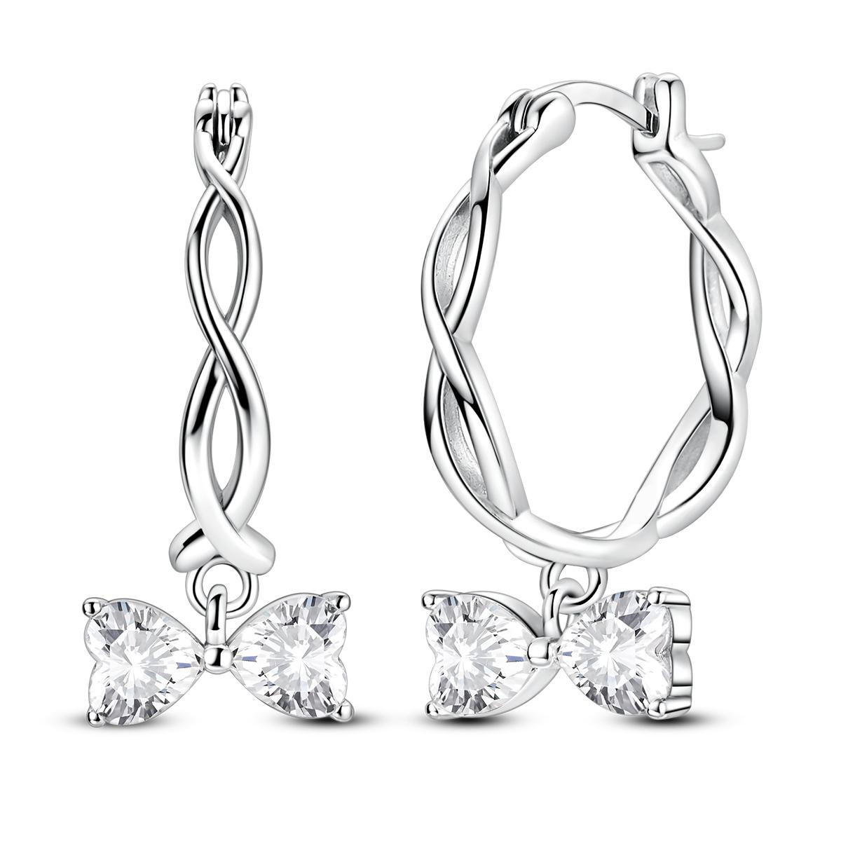 

925 Sterling Silver CZ Huggie Hoop Earrings Dainty Five Petal Flower Drop Earrings Cherry Blossom Jewelry Gift for Women