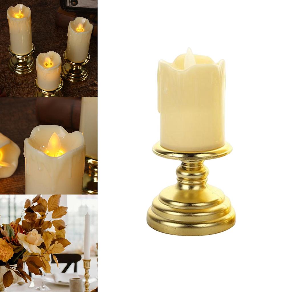 Electric Flameless Pillar Flickering Votive Candles Ornament LED Lamp Light For Event, Desk,