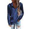 Solid Zip Up Hoodie, Casual Long Sleeve Drawstring Hoodie Sweatshirt, Women's Clothing